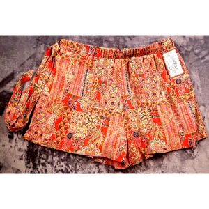 Gone Gorgeous Womens Patterned Shorts Boho Chic Large Elastic Waist-Belted